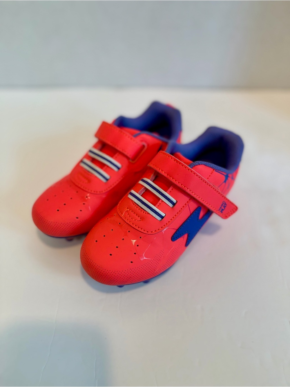 Stride Rite Bright Coral and Navy Kids Sneakers with Hook-and-Loop Strap